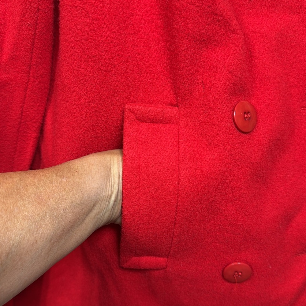 (N5) Vintage Trader Bay Red Wool Coat, Size 10 Pe… - image 3